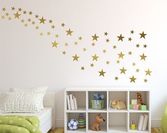 Gold Star vinyl wall decal sticker wall decor, 2" and 4" wall stars,  gold confetti stars, Nursery Wall Art, childs room star wall decals