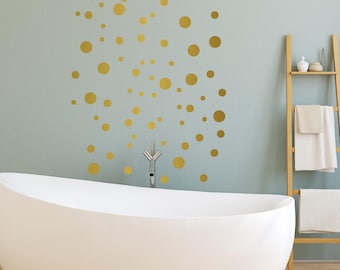 Gold Polka Dot Wall Stickers, Gold Dot Wall Decal, Wall Dots, Polka Dot Wall Decor, Vinyl Wall Dots, Gold Circle Wall Stickers, 3 SIZES