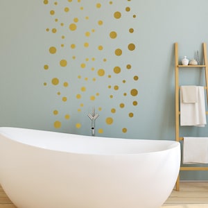 Gold Polka Dot Wall Stickers, Gold Dot Wall Decal, Wall Dots, Polka Dot Wall Decor, Vinyl Wall Dots, Gold Circle Wall Stickers, 3 SIZES