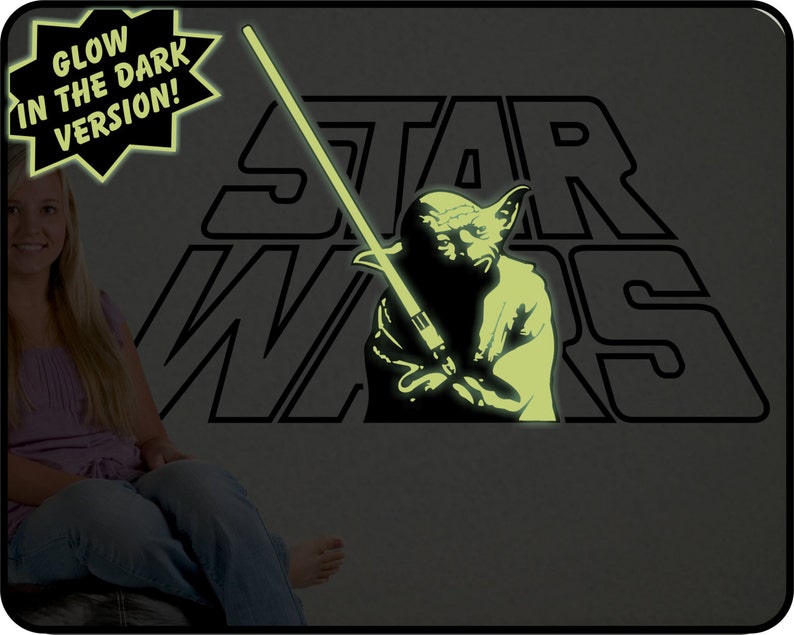 STAR WARS Yoda Wall Decal With Glow in the Dark Yoda star Etsy
