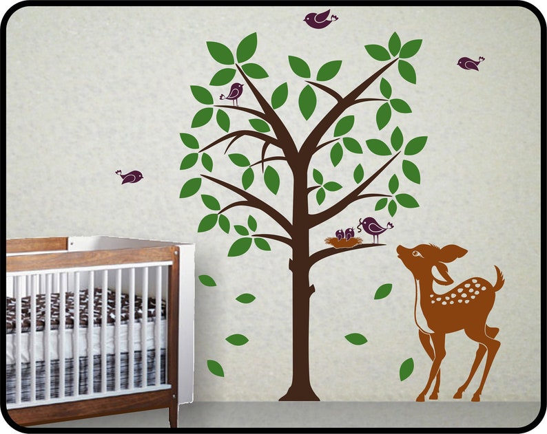 Baby deer Vinyl Wall Art Decals for Baby Nursery Room Decor w Friends of the Forest 68 x 68