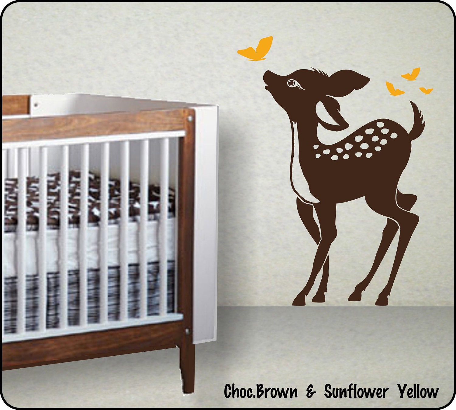 Baby Deer Wall Decal Baby Fawn & Butterflys Nursery Wall Etsy