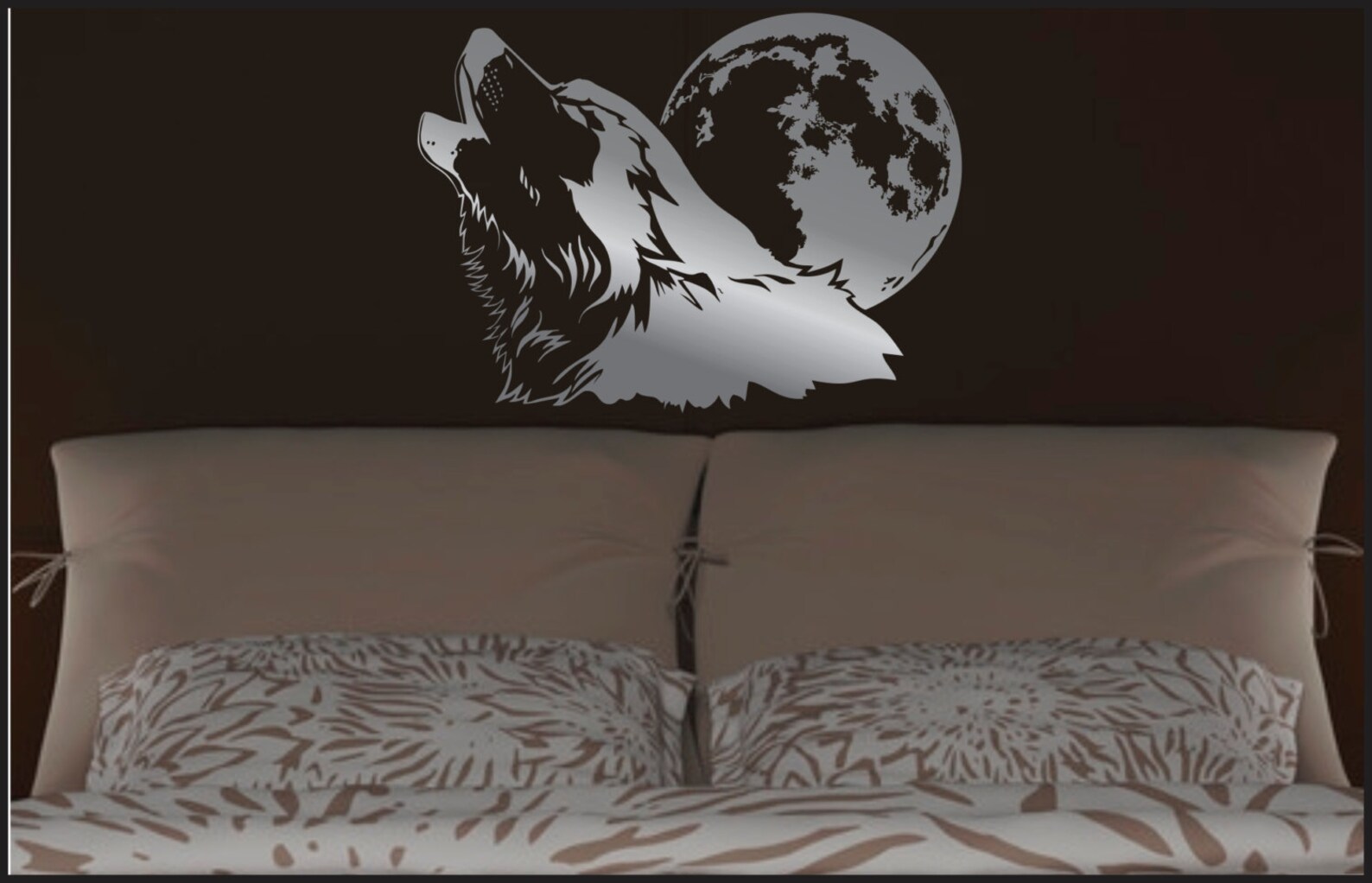 Howling Wolf Wall Decal With Full Moon Vinyl Wall Art Etsy