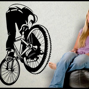 BMX Dirt Bike Decal - HUGE removable Vinyl sticker for bedroom wall  37&quot; x 23&quot;