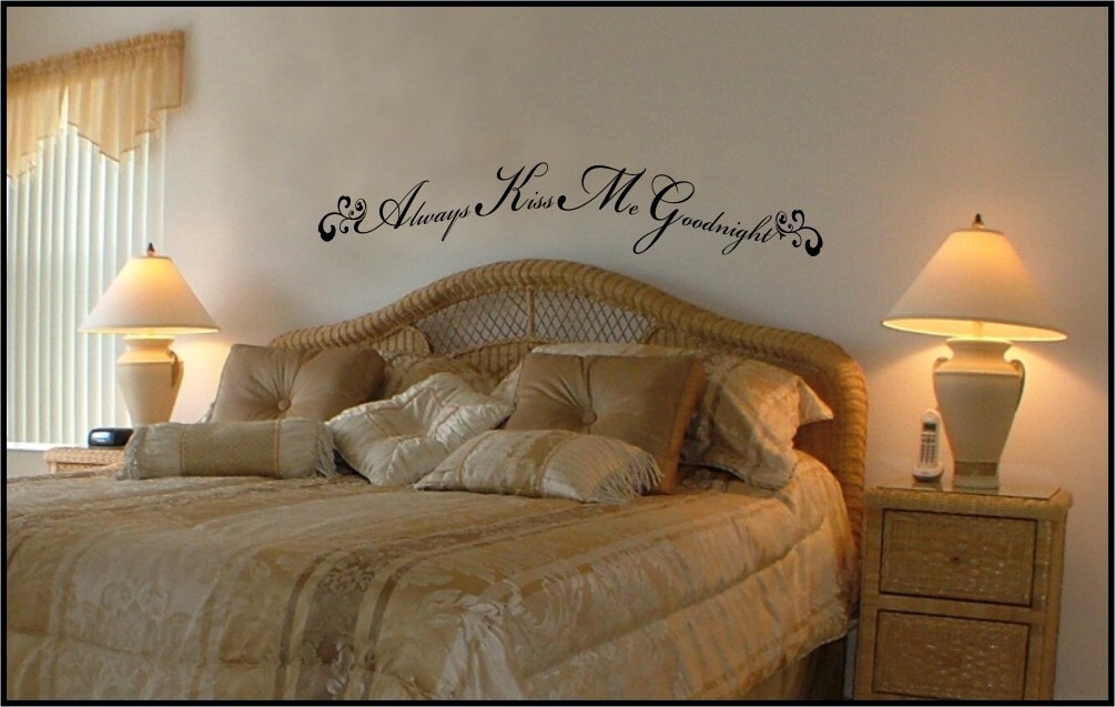 Décal Mural 24 Cœurs 'Always Kiss Me Goodnight' - Autocollant Vinyle Amour, Neuf