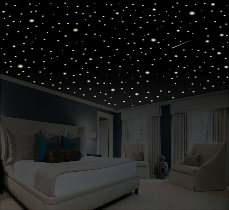 romantic bedroom decor, star wall decal, glow in the dark stars, romantic  gifts, romantic wall decal, ceiling stars, removable wall decor