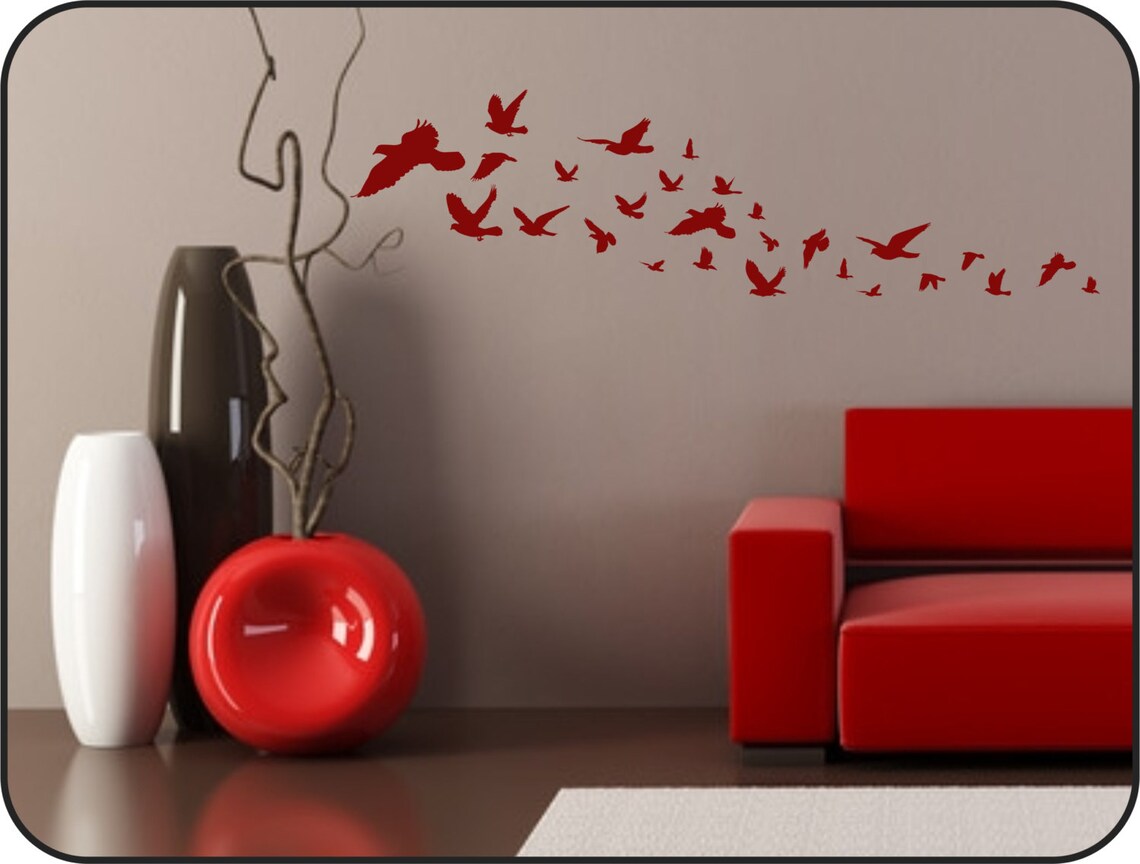 Flying Birds Wall Decal White Birds Wall Decal Flock of Etsy UK