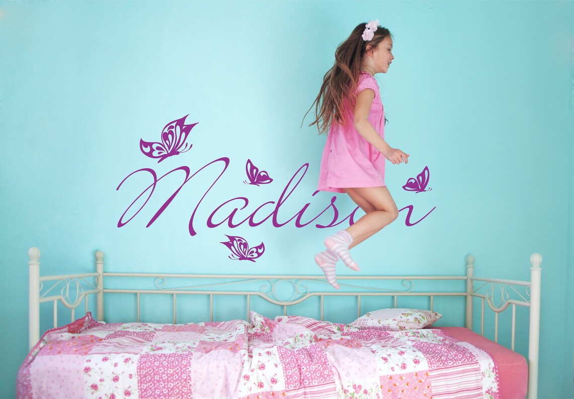 Personalized Butterfly Name Decal Girls Name Wall Decal Etsy