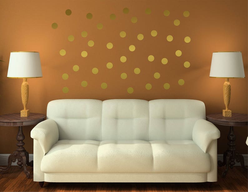 Gold Dot Wall Decal Gold Polka Dot Wall Stickers Polka Dot Etsy