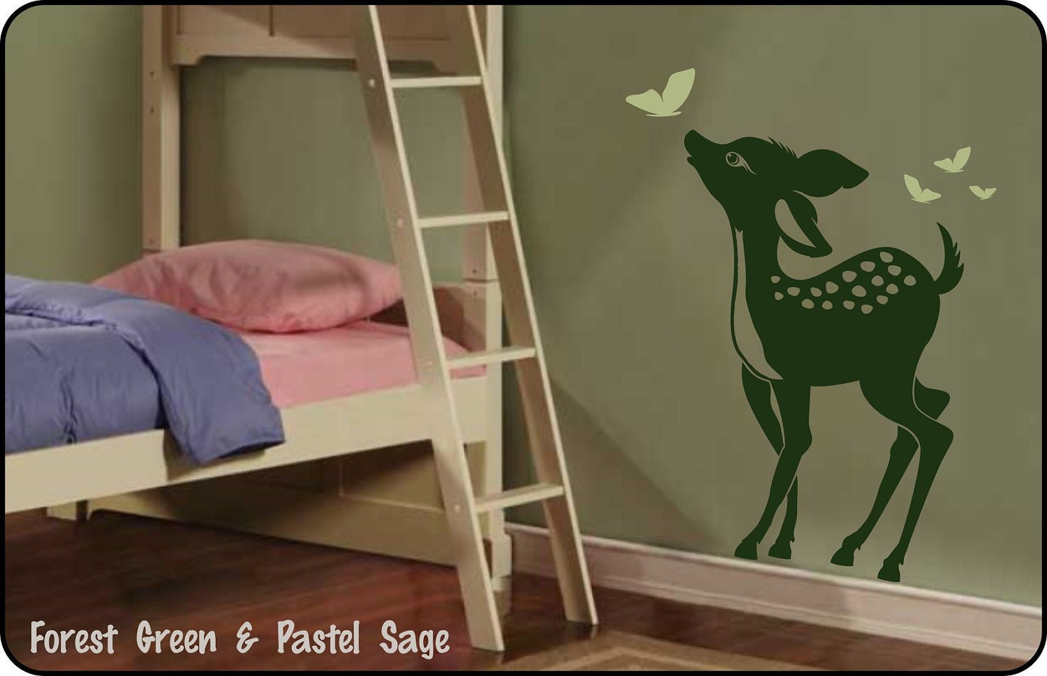 Baby Deer Wall Decal Baby Fawn & Butterflys Nursery Wall Etsy