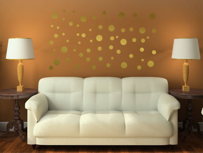 Gold Polka Dot Wall Stickers Gold Dot Wall Decal Wall Dots Etsy