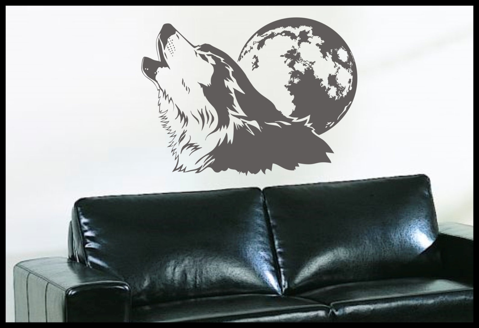 Howling Wolf Wall Decal With Full Moon Vinyl Wall Art Etsy
