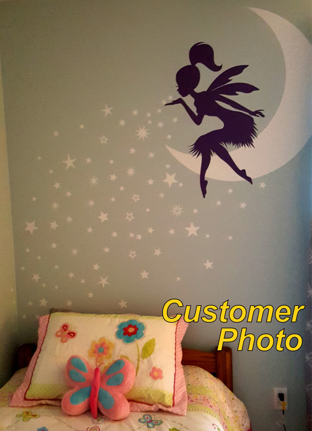 Fairy Art Decor, Pixie Dust Star Wand Wall Decal, Tinkerbell Fairy