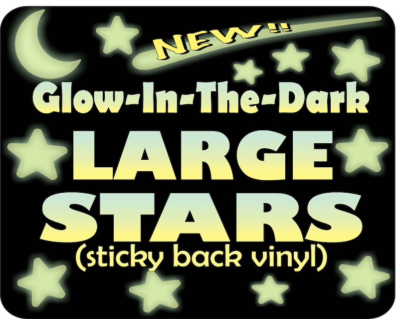 Large Glow In The Dark Stars Self Adhesive Ceiling Stars Etsy