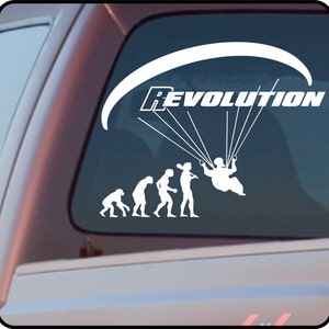 PARAGLIDING vinyl sticker decal for truck or car window - REVOLUTION (Para pente)  12.5&quot; x 10&quot;