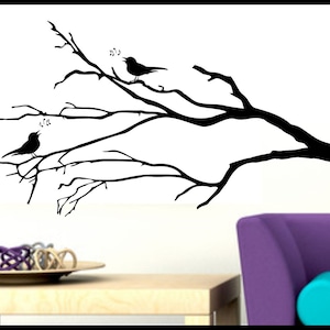 Winter Tree Branch Wall Decal met Song Birds - verwijderbare vinyl sticker decor 42 &quot;x 23&quot;