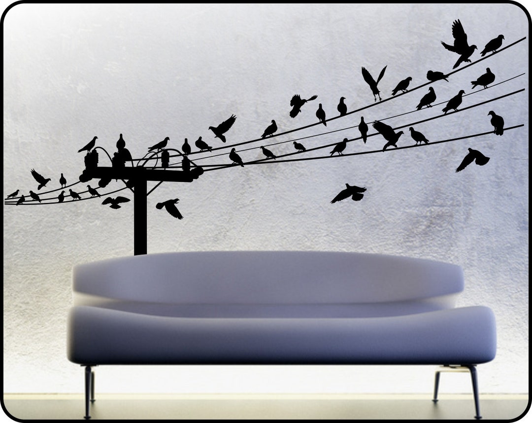BIRDS ON A WIRE Wall Decal, Powerline Wall Decal, Power Line, Flying