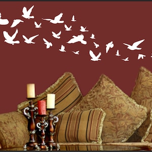 Flying Birds Wall Decal, White Birds Wall Decal, Flock of Birds Wall Decal, Birds in Flight decor, Removable wall decal, white birds decor