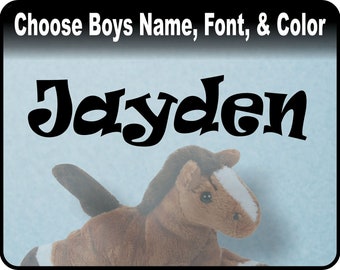 Boys Personalized Custom Name Decal - Baby Nursery, boys bedroom vinyl wall art decal sticker / 23" x 6"