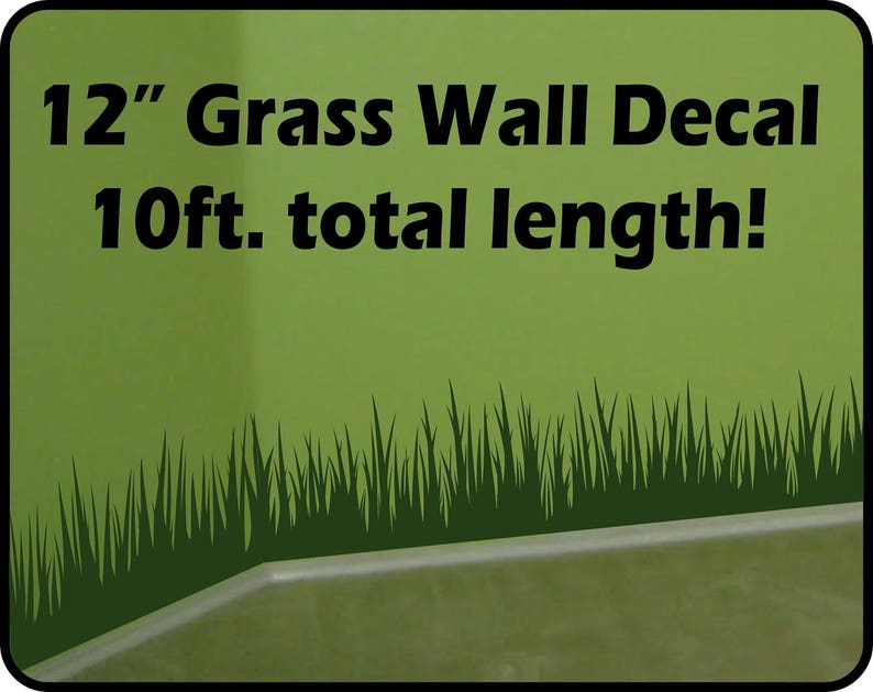 Grass Wall Decal border 12 tall x 120 long removable vinyl wall border nursery wall border image 1