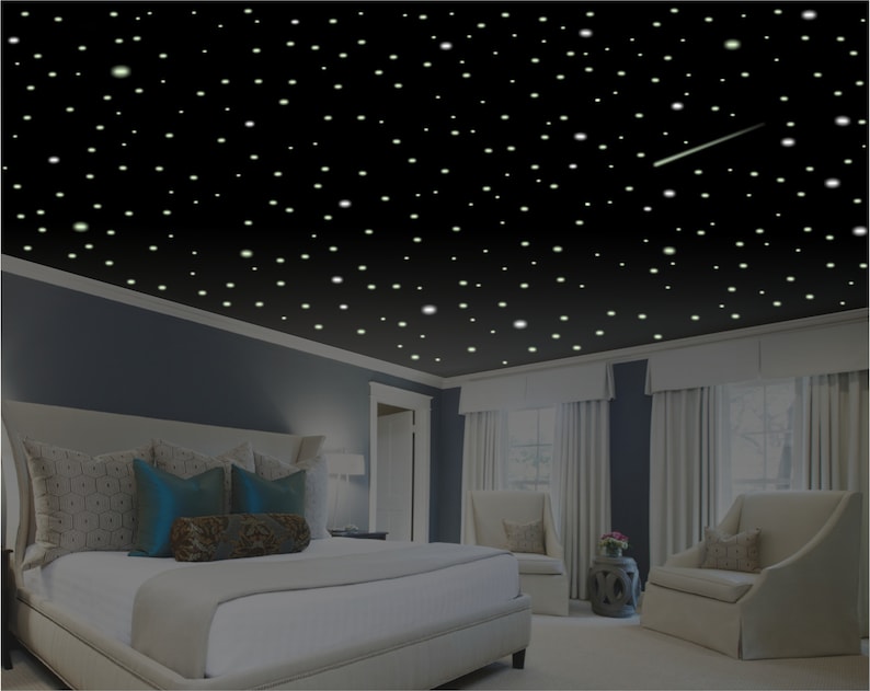 Romantic bedroom decor, Glow in the Dark Stars 486 pc Romantic Gift, Romantic Wall Decor, Glowing Ceiling Stars, Romantic Stocking Stuffer image 1