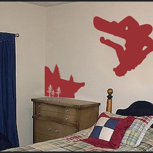 Big Snowboard Wall Decal Sticker - Vinyl Snowboarder Wall Decor 39" X ...
