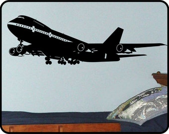 Airplane Wall Decal vinyl sticker - Boeing 747 airliner jet  - 6ft long! Available in smaller size too!