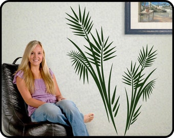 Large PALM TREE wall decal vinyl - Tropical wall decor, vinyl frond leaves sticker,  40" x 29"