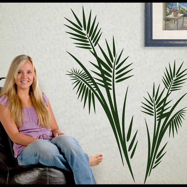 Large PALM TREE wall decal vinyl - Tropical wall decor, vinyl frond leaves sticker,  40" x 29"