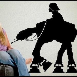 Star Wars AT-AT Walker wall decal - Darth Vader Wall decal on At-At Walker vinyl decal, 23&quot; x 22&quot;