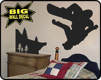 Big Snowboard Wall Decal Sticker - Vinyl Snowboarder Wall Decor   39" x 28"