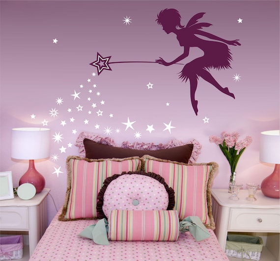 Fairy Art Fairy Decor Pixie Dust Star Wand Wall Decal Tinkerbell Wall Decal Fairy Princess Decor Pixiedust Wand Decal Girls Room Decor