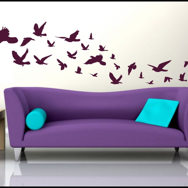 Flying Birds Wandaufkleber Vinyl Wandkunst - Wähle deine Farbe - Abdeckungen über 9ft wie abgebildet!
