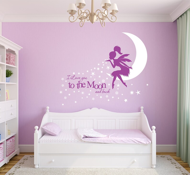 Fairy Wall Decal Nursery Decor Fairies I Love You to the Moon Etsy