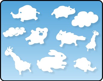 Clouds Wall Decal - adorable Animal Shaped Clouds vinyl wall art for childrens room