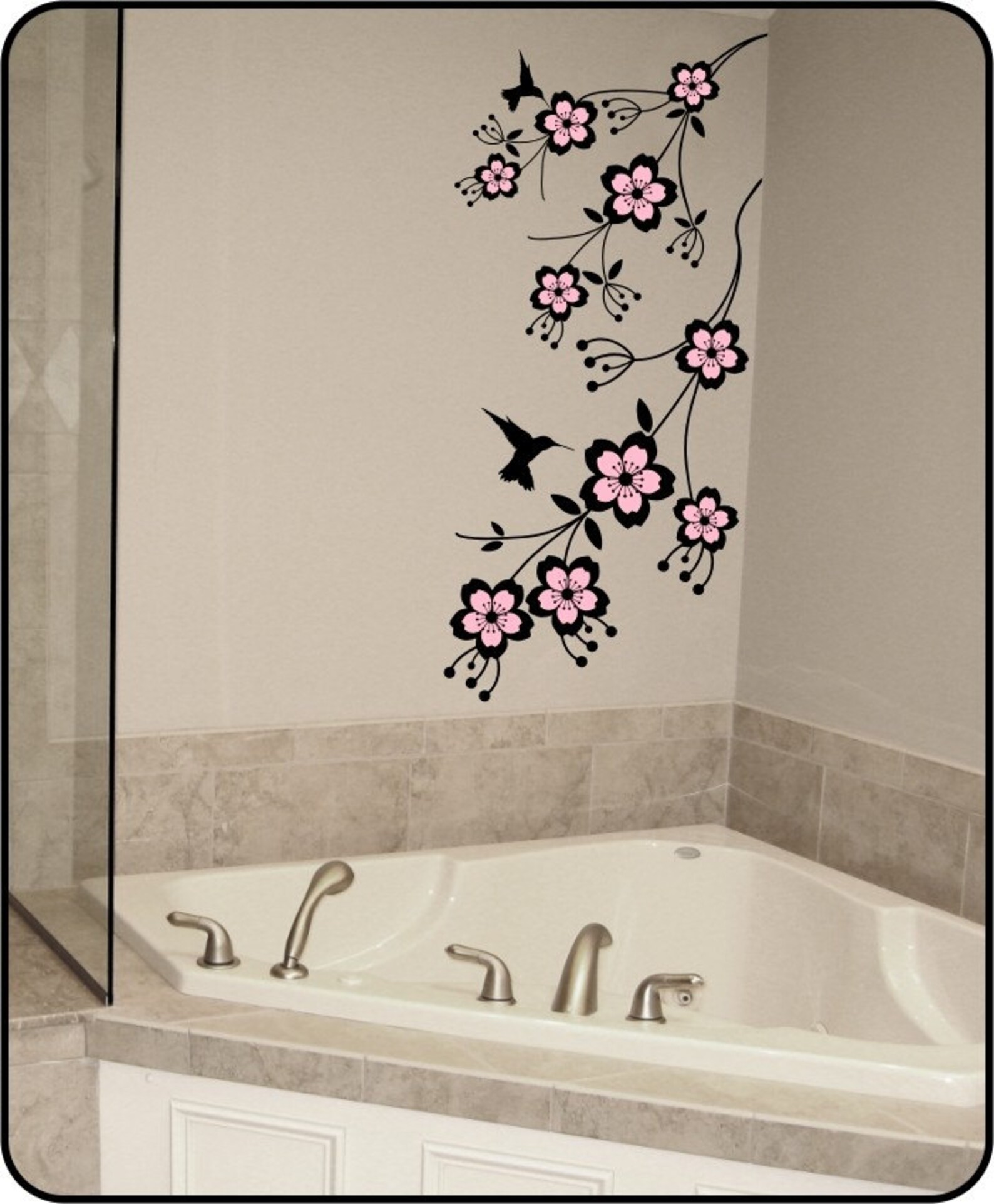 Cherry Blossom Wall Decal Removable Vinyl Cherry Vine Wall Etsy