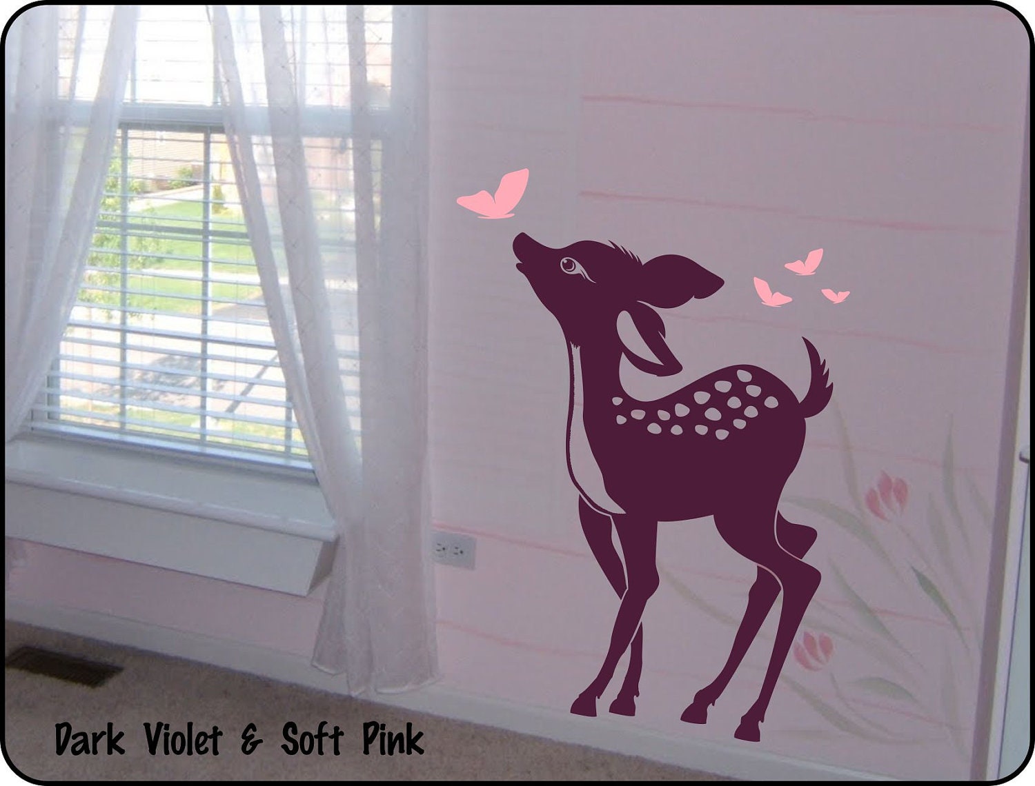 Baby Deer Wall Decal Baby Fawn & Butterflys Nursery Wall Etsy