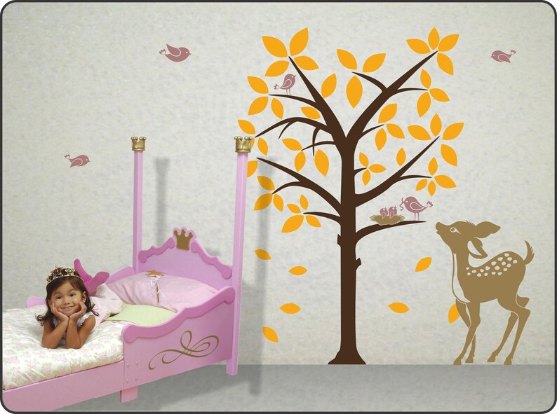 Baby deer Vinyl Wall Art Decals for Baby Nursery Room Decor w Friends of the Forest 68 x 68