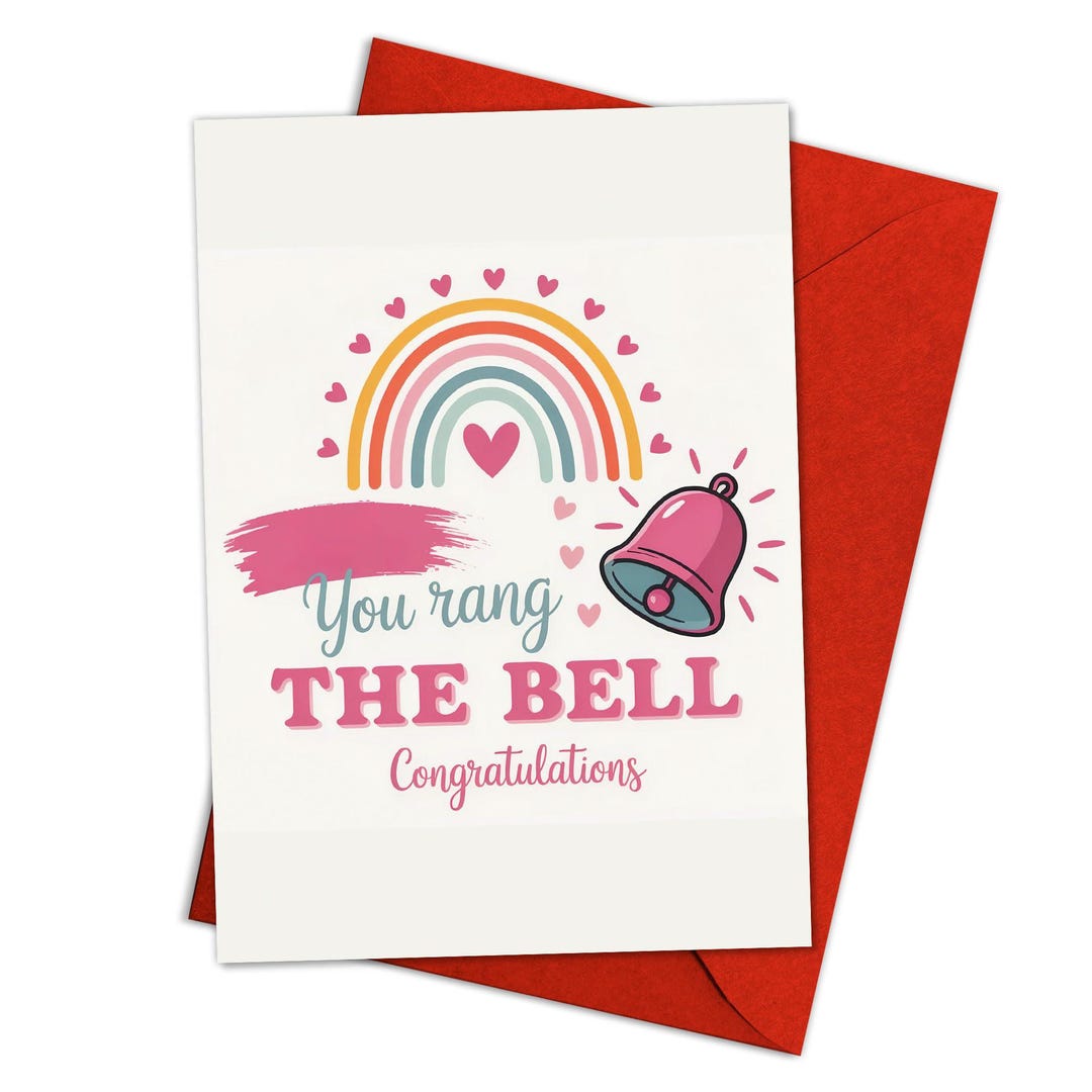You Rang the Bell Congratulations Card – Colorful Rainbow and Bell ...