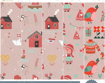 Patrón nórdico de San Valentín: Diseño sin costuras de corazón caprichoso (descarga digital PNG)