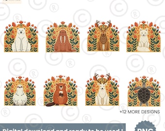 Arte animal nórdico: 20 animales salvajes escandinavos (300 DPS, PNG, descarga digital)