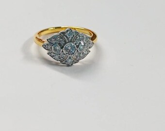 Art Deco Moissanite Engagement Ring: Vintage Halo, Sterling Silver