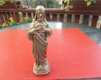 9" Columbia statuary. Sacred Heart of Jesus Vintage. Religion. Christianity. Home decor. office decor.religion item Gift idea