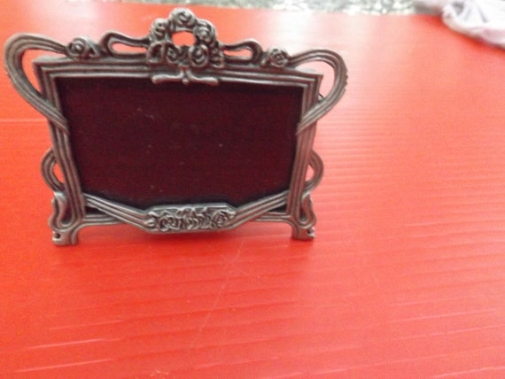 Mini Silver Tone Mini Frame W/easel Back Glass Covered for Picture 