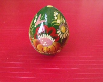 Wooden Ukrainian hand painted egg . Floral. Hand painted. Green.Signed Easter Library.Home decor. Office decor. Shelf decor.Signed.Gift idea