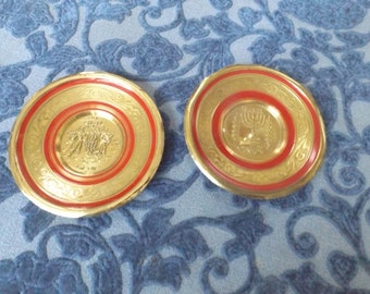 6" Rare vintage lot of 2 Israeli wall plates, Judaica ,home decor, office decor. Wall hanging Gift idea. Wine design, menorah design.