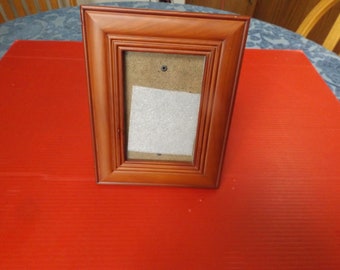 Picture frame for 4" x 6".Home decor. Brown Vertical or gorizontal free stand or wall hanging. Glass covered. Gift idea