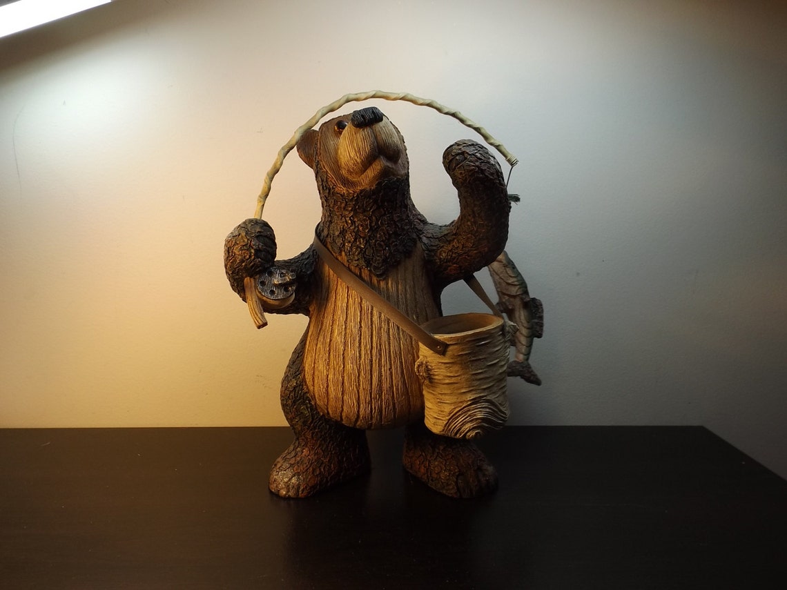 Sale Large Fishing Bear Animal Statue from Alaska Alaskan Etsy