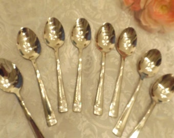 Set Stainless flatware 8 tea spoons Banquet.Vintage flatware.Replacement, tableware.Gift idea