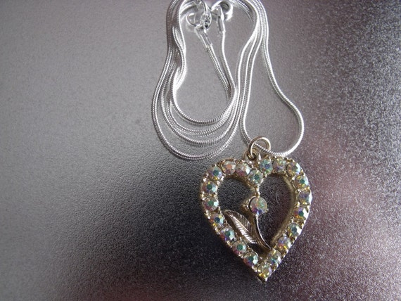 Sale Czech glass heart pendant and silver plated … - image 2
